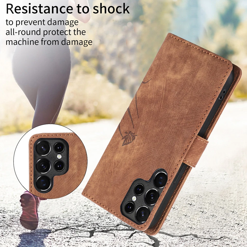 For Samsung A15 A35 A55 A14 A54 A13 A53A73 Leather Flower Card Wallet Strap Case - Image 4 of 4