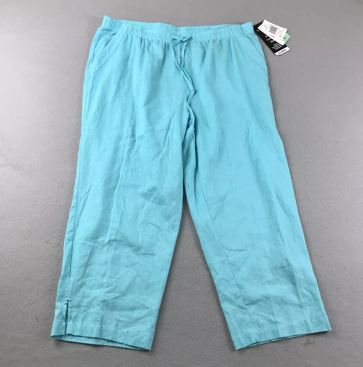 Cathy Daniels Pants Womens XL Blue Linen Blend Lightweight Ankle Pull On  NWT | eBay
