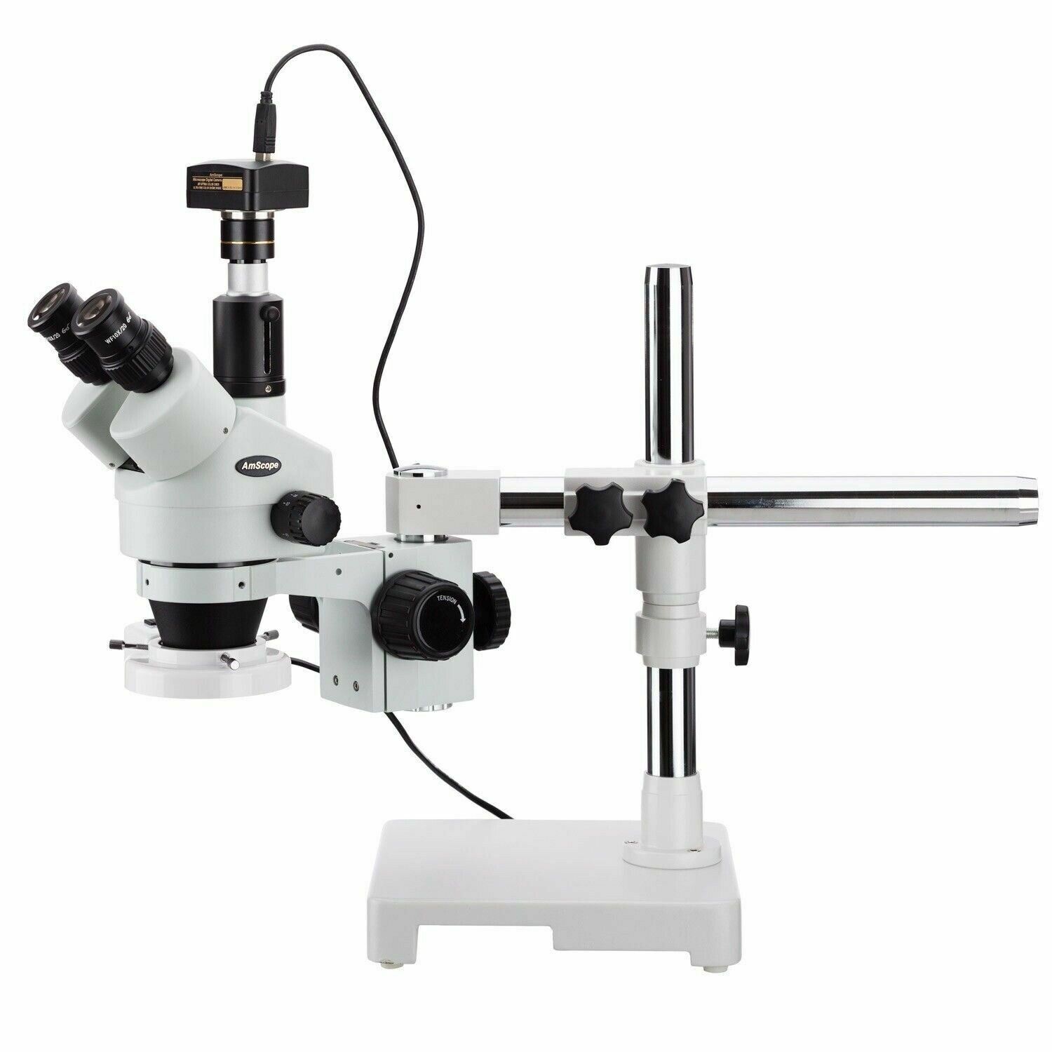 AmScope 3.5X-45X Trinocular Stereo Zoom Microscope+ 3MP Camera+Fluorescent Light