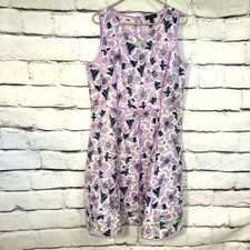 Isaac Mizrahi Live Dress SZ 14 Special Edition Floral Jacquard Lilac Garden Lace