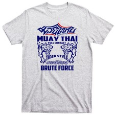 Muay Thai T-Shirt Kickbox Jiu Jitsu MMA Judo UFC Military Martial Arts gray XII