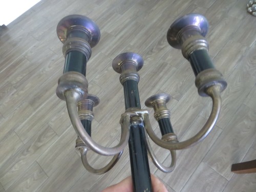 Brass Bronze Gothic Candelabra 4 arm 5 candle holder centerpiece heavy 1900's - Picture 9 of 11