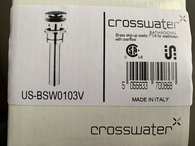 Crosswater London Push Button Drain Fitting for Sink w/overflow, Made In Italy