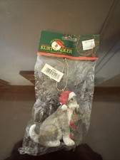 Kurt Adler Unique Dog W/ Stocking Christmas Ornament New In Pkg