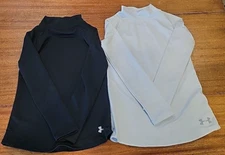 2 Under Armour fitted Cold Gear long sleave YMD/JM/M: 1 Black & 1 White