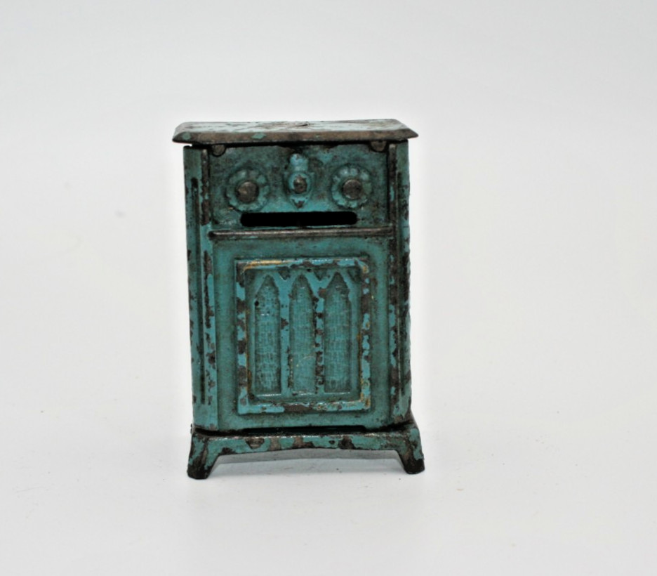 CAST IRON & TIN  "RADIO BANK" STILL BANK MADE BY HUBLEY 1728 on bottom