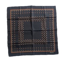 GUCCI Neck Scarf Pocket Square GG Logo Handkerchief Cotton Vintage 22" Sq