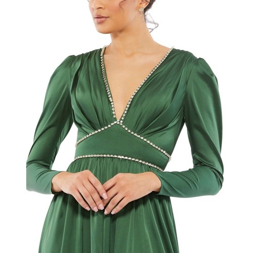 Neu mit Etikett Ieena Mac Duggal smaragdgrün Strassbesatz Puffärmel Kleid, 55702, Größe 10 - Bild 3 von 6