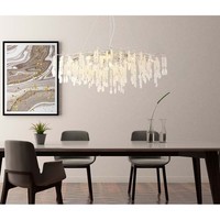 Pendelleuchte HäNgeleuchte Deckenleuchte Metall Silber Glaskristalle H 120 Cm