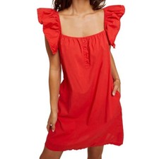 Nation LTD Ophelia A-Line Ruffle Mini Dress Cherrybomb Red Size Small