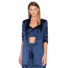 House of Harlow X Revolve NWT Sz XS Chloe Boyfriend Jacket Navy Satin Longsleeve