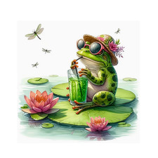 LILY PAD GREEN FROG ART Pendant on 925 Silver Plated