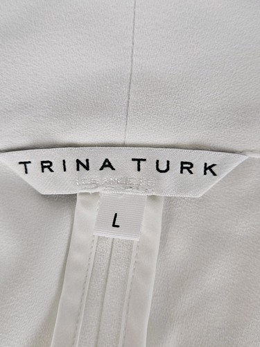 Trina Turk Womens Classic Career Work Blazer Bolero Size Large White Open Front - Picture 5 of 9