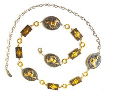 Vintage Western Style metal belt- Running Horse Conchos- Adjustable Fit