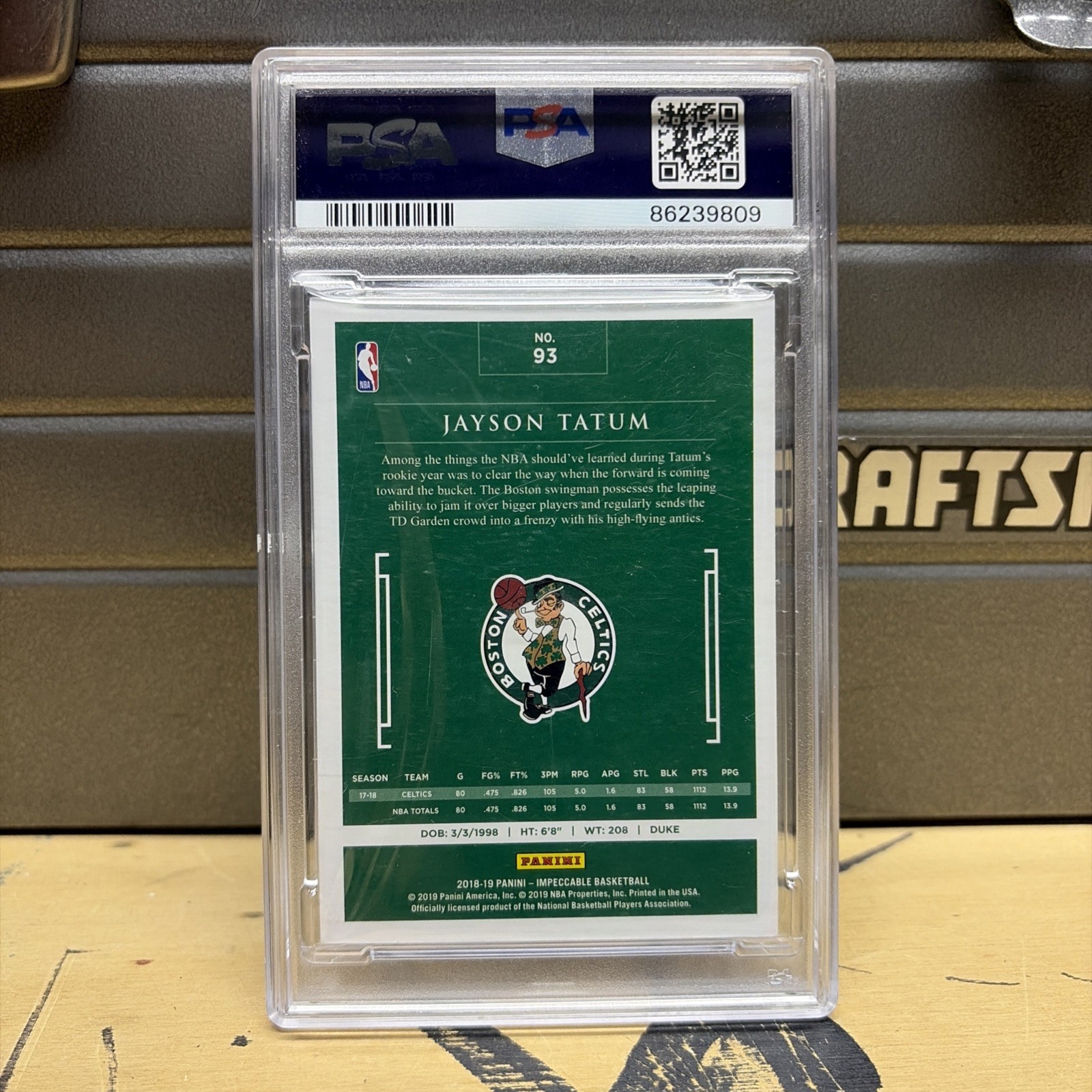 2018 Panini Impeccable Jayson Tatum 16/25 Psa 10 Holo Silver 93 2nd Year Gem  view 3
