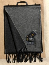 Sciarpa Double Face Grigio Medio / Nero Frange Nero made in italy