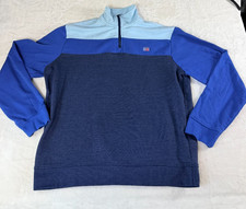 Chaps Colorblock Quarter Zip Pullover Sweatshirt Blue Men  s XL