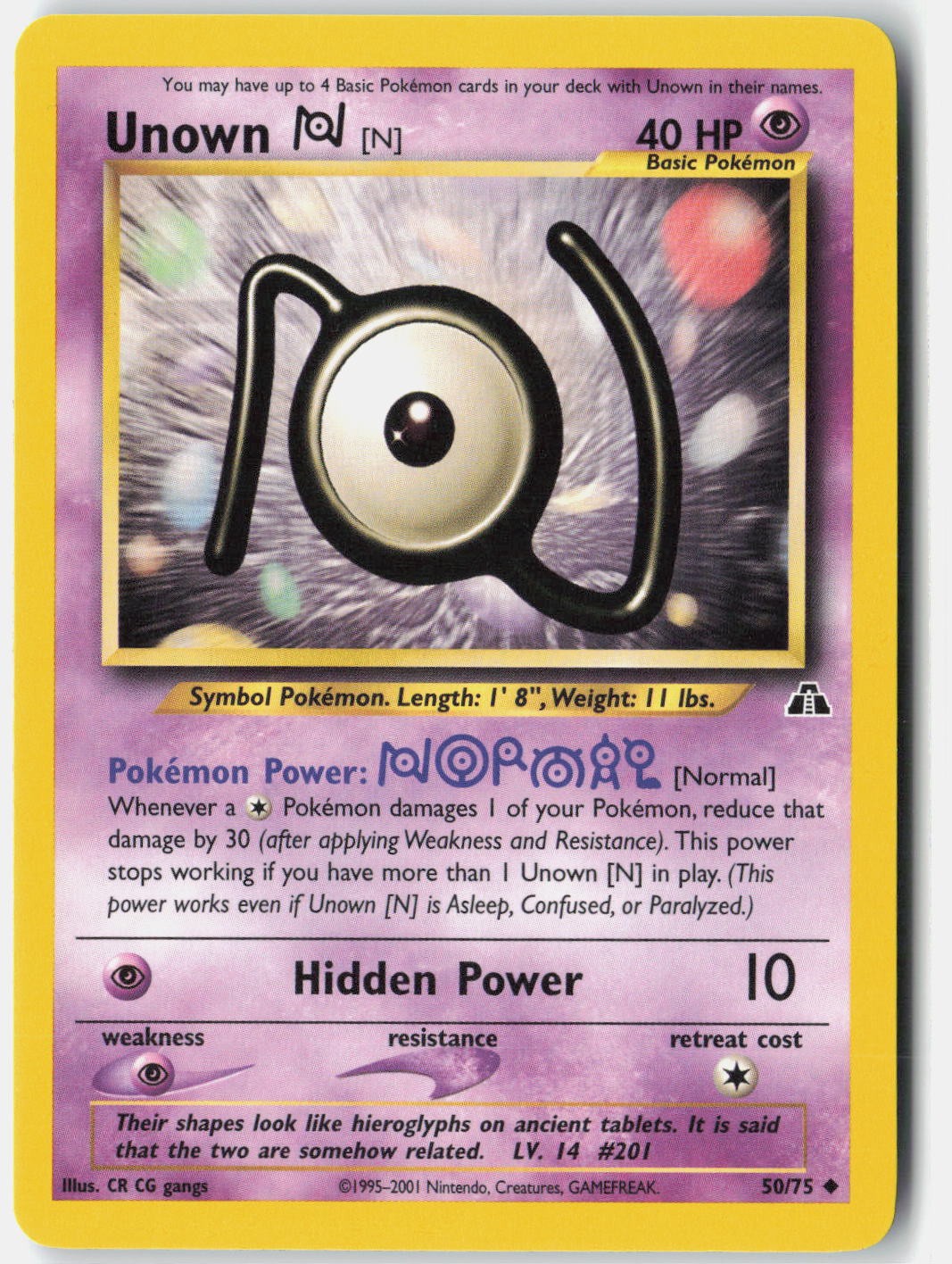 Unown [N] Neo Discovery 50/75 Pokemon Card Unlimited
