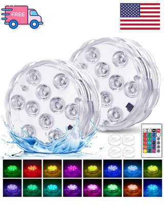Hot Tub Lights - 2-Pack RGB Color Battery-Powered LED Pool Lights with Remote Co
