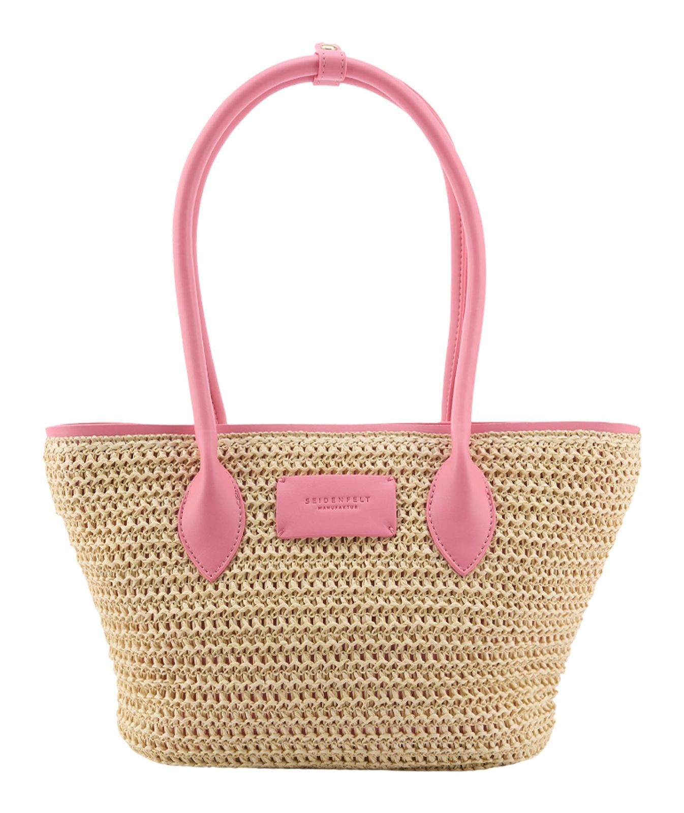 SEIDENFELT MANUFAKTUR Tulip Shopper Natural Straw With Pink