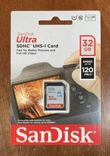 NEW - SanDisk Ultra SDHC UHS-1 32GB Card - 120MB/s Class 10