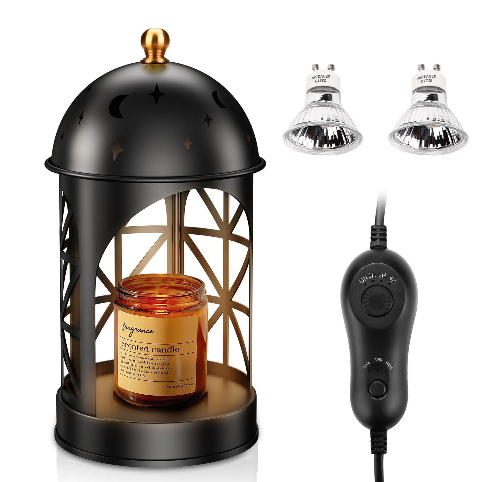 Dimmable Lantern Candle Warmer Lamp with Timer for Home Decor-image