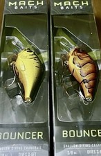 2 Mach Baits Bouncer HCMBB Crankbait Lures CHART BLACK SPLATTER/SPRING CRAWDADDY