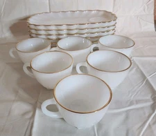 Anchor Hocking Fire King Snack Plate With Gold Trim Set (7)