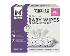 Member's Mark Premium Fragrance-Free Baby Wipes, 12 Packs 1152 ct. Great Price