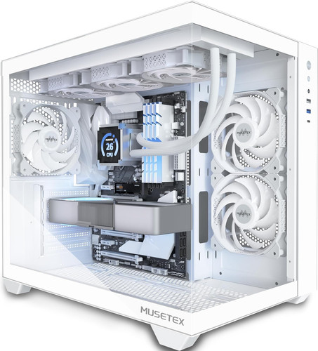 MUSETEX PC Gehäuse ATX,360MM Rad-Unterstützung, Typ-C