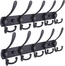 2 Pack Coat Rack Wall Mount, All Metal Wall Hooks for Hanging, Wall Hat Rack wit