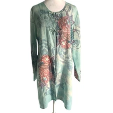 Citron Santa Monica Womens Large 100% Silk Light Crepe Asian Inspired Kimono Top