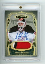 2022-23 UD STATURE #10 GAME USED 3 COLOR PATCH AUTO /5 MARTIN BRODEUR DEVILS HOF