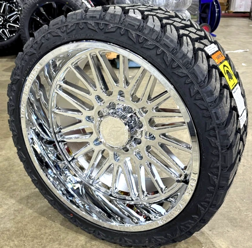 4x NEW 24X12 Evok EV502 Wheels & Tires Package Chrome 8x6.5 RAM Chevy GMC 8x165 - Image 4 of 4