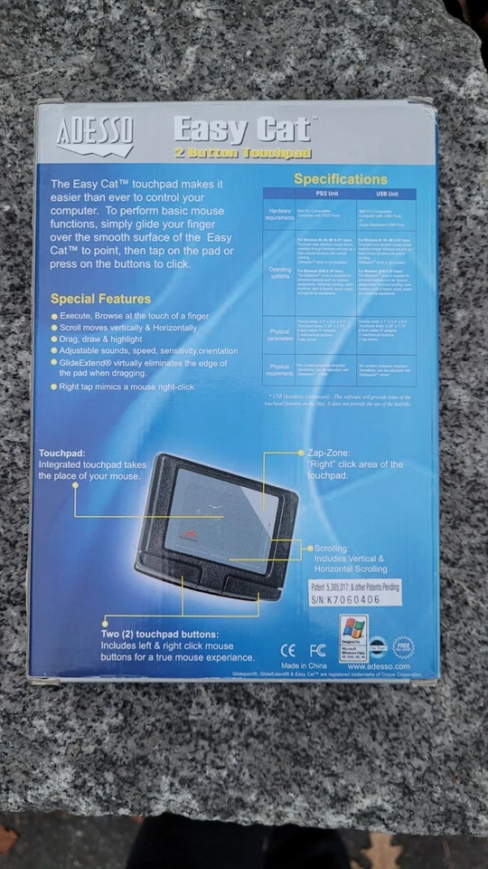 Adesso Cirque Easy Cat 2 Button Glidepoint Touchpad (USB) GP-160UB Windows 10/11 - Image 3 of 4