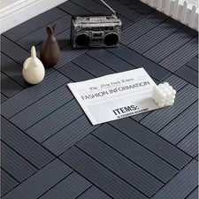 11 x WPC Decking Tiles Garden Patio Balcony Interlocking Composite Decking Floor