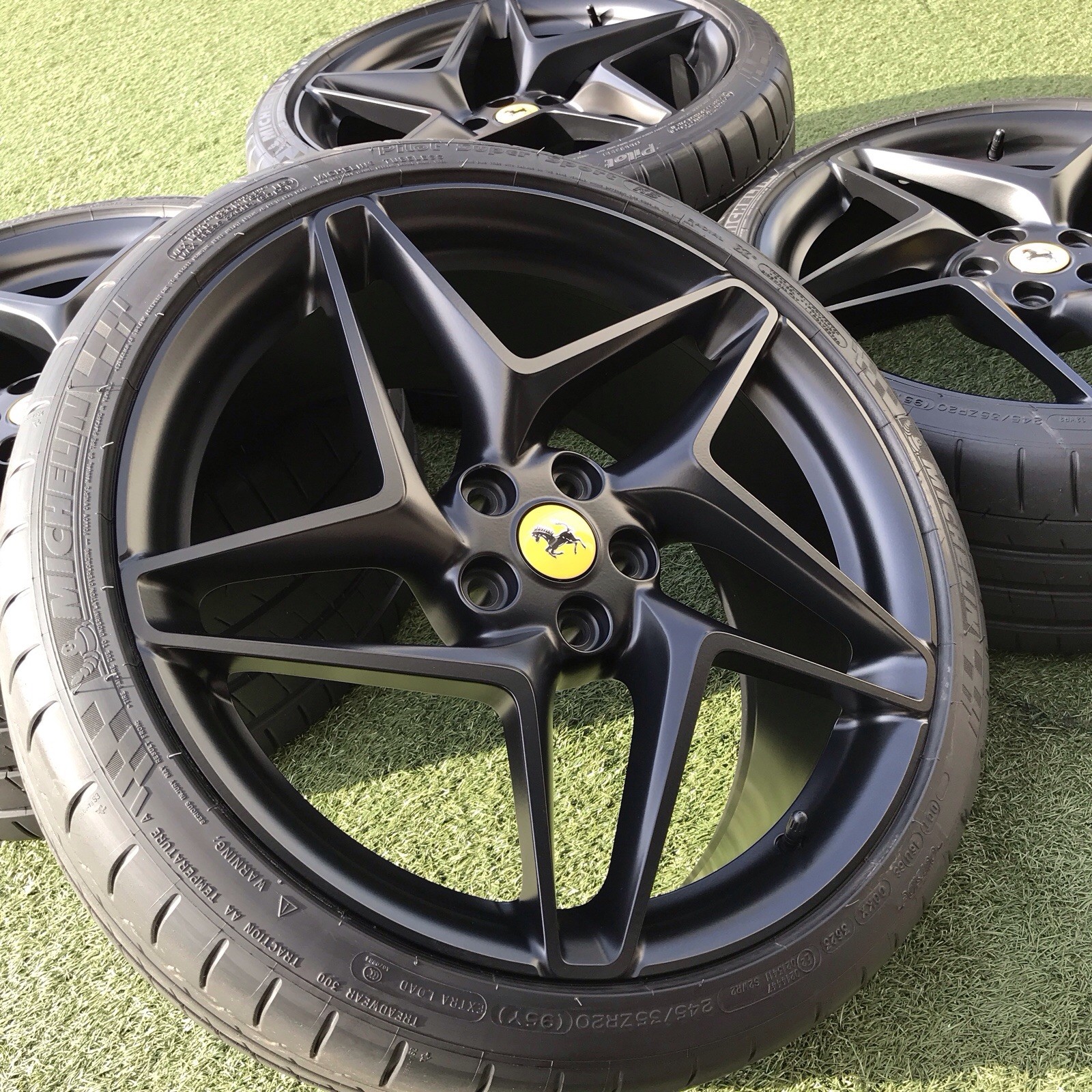 20 FERRARI F8 RIMS TIRES FACTORY OEM 861242 861252 TRIBUTO GENUINE BLACK
