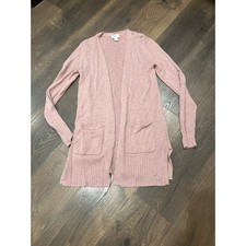 Old Navy Womens XS Pink Open Front Longline Cardigan Sweater Pockets Mauve Marl