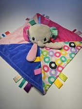Bright Starts Taggies Elephant Lovey Security Blanket Plush Velour Satin Tags