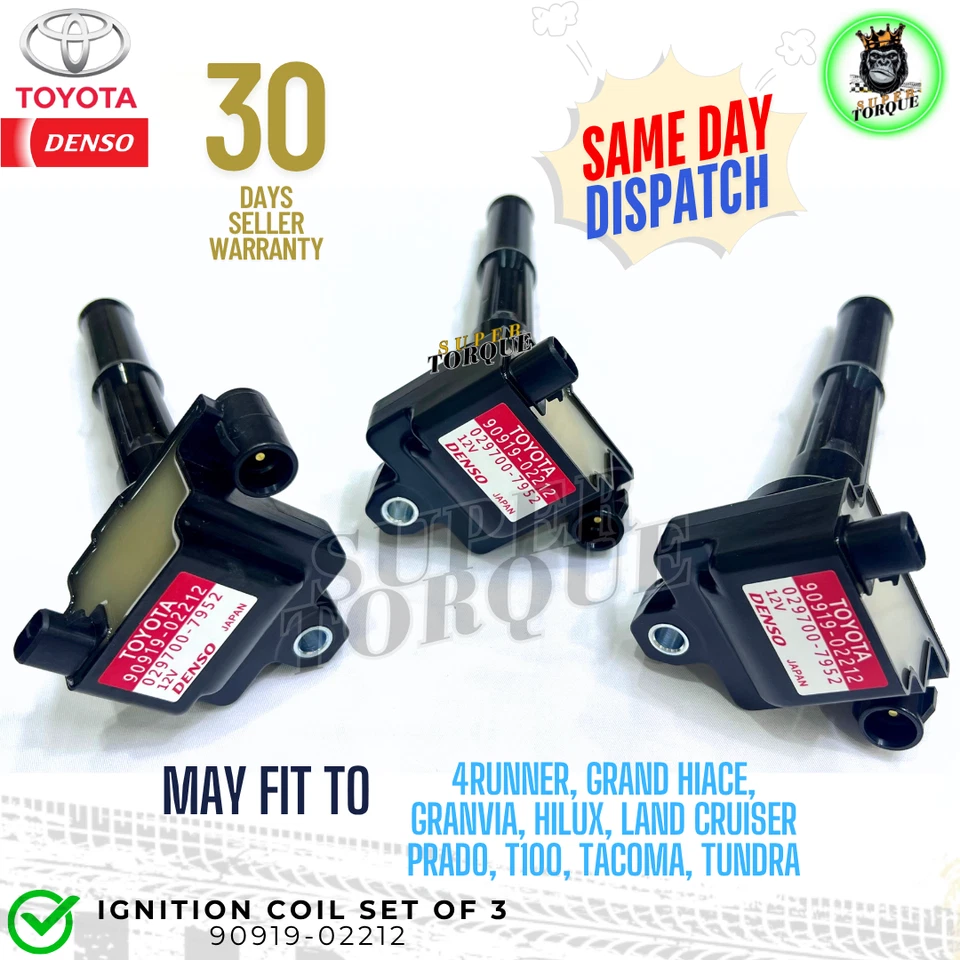 OEM Ignition Coil & Spark Plug & Wire Set of 3 for Toyota TACOMA TUNDRA 3.4L V6 - Image 3 of 4