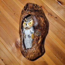 Casey Edwards Wood Carving Great Horned Owl Birds Of Prey Artwork Backyard Birds