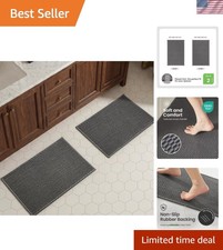 Bath Mat Set 2 Piece, Thin Bathroom Rugs Non Slip Washable Quick Dry