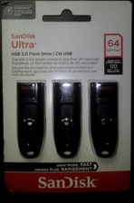 Brand New  - Sandisk Ultra 64GB USB 3.0 Flash Drive Lot Of 3