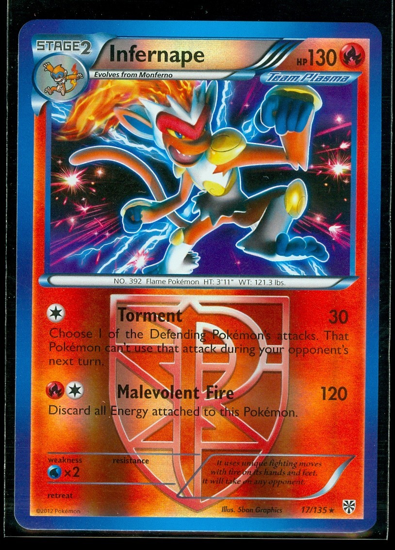 Pokemon INFERNAPE 17/135 Plasma Storm - RARE Rev Holo - NEAR MINT