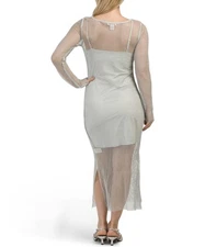 House of Harlow Women's Maxi Dress Size S Gray Mesh Rhinestone Long Sleeve NWT