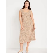 NWT Old Navy Maternity Fit and Flare Midi Cotton Boho Dress In Cheetah Sz L