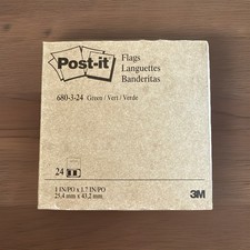 Post-it Flags, 50/Dispenser, 24 Dispensers/Pack, 1 in Wide, Green 680-3-24 NIB
