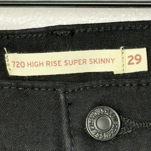 Levi's 720 High Rise Super Skinny Slim Fit Stretch Black Night Jeans 29 x 28 NEW - Picture 6 of 12