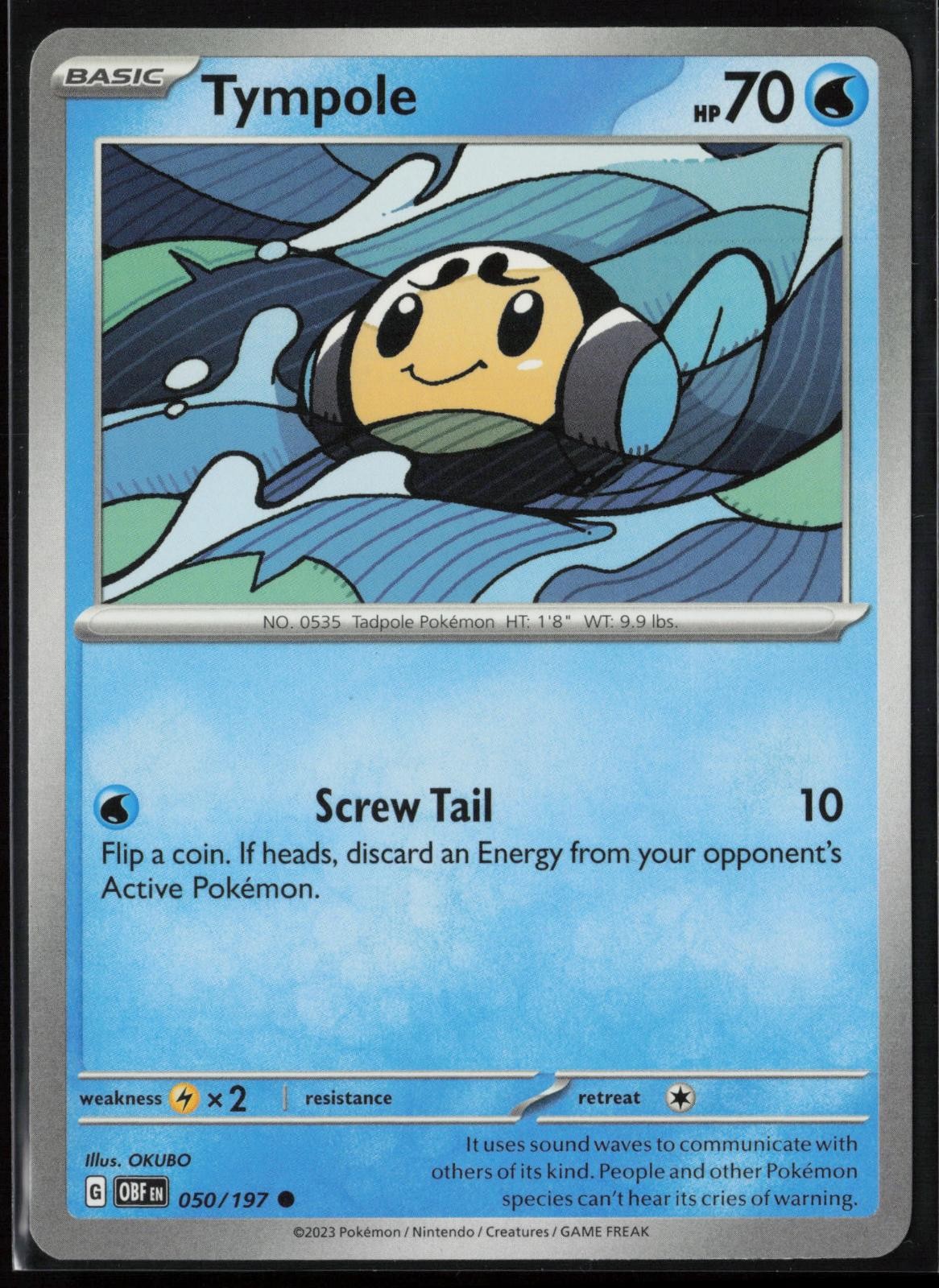Tympole 050/197 Common Obsidian Flames Pokemon Card Near Mint