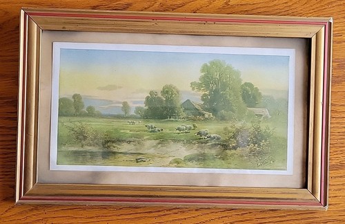 Antique Carl Weber Signed Quiet Meadows Art Print Pastoral Sheep 1904 READ - Picture 2 of 24